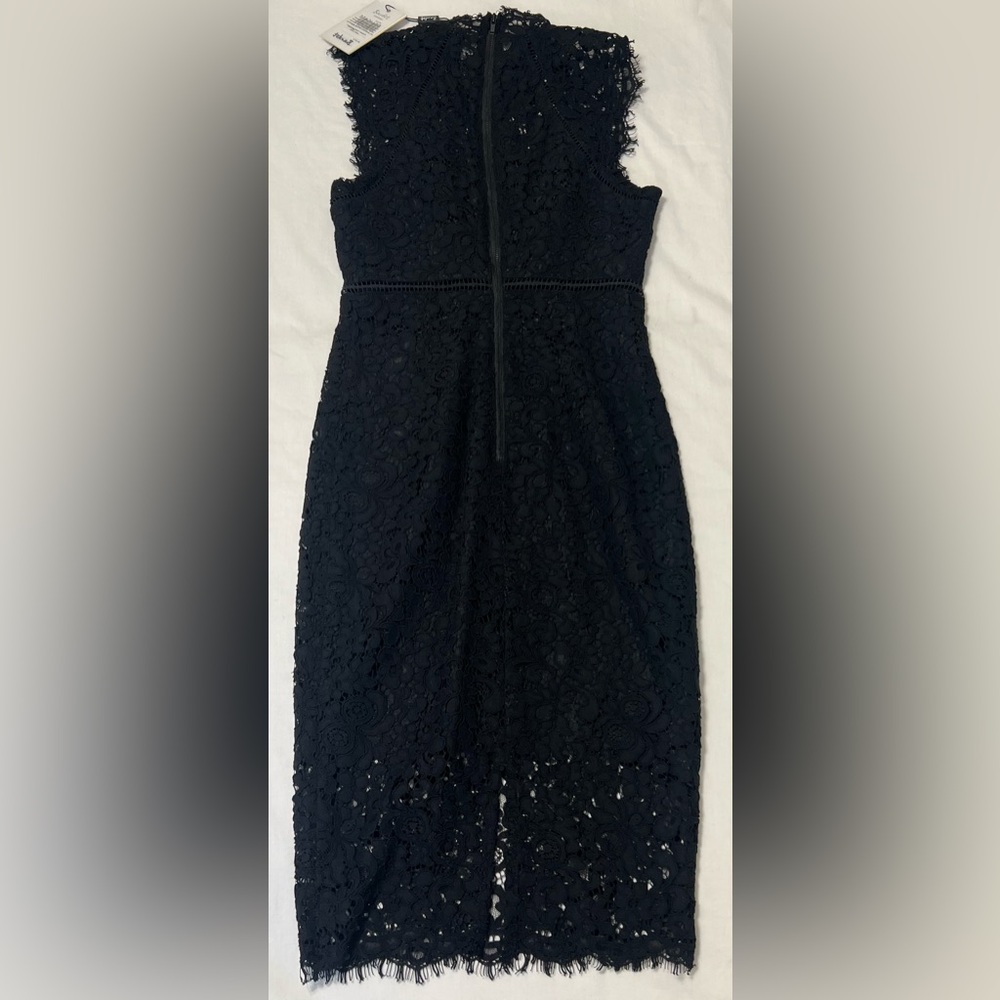 Bardot Black Lace Midi Elegant Cocktail Party NYE Holiday Wedding Guest Dress - Picture 5 of 7